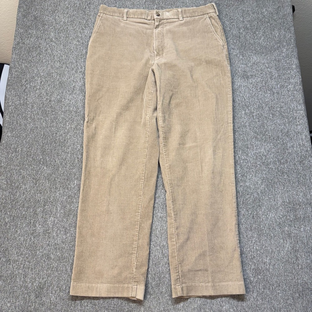 Roundtree & Yorke Outdoors Mens 36x32 Tan Corduroy Pants Straight Leg Khaki Tan
